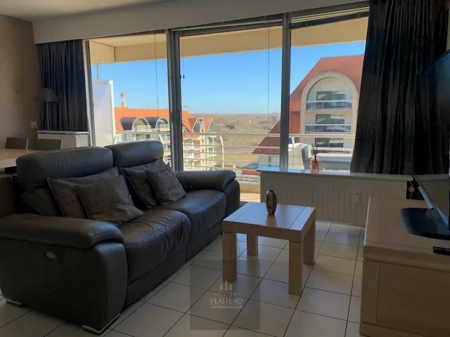 Appartement ensoleillé avec une chambre et un coin nuit.