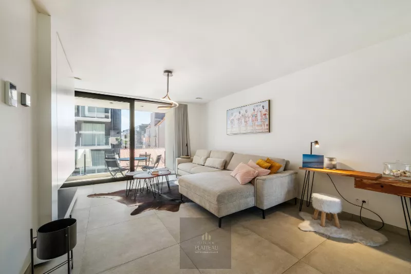 A recently built, move-in-ready flat with a side view of the sea in the Robbe Douce residential complex.